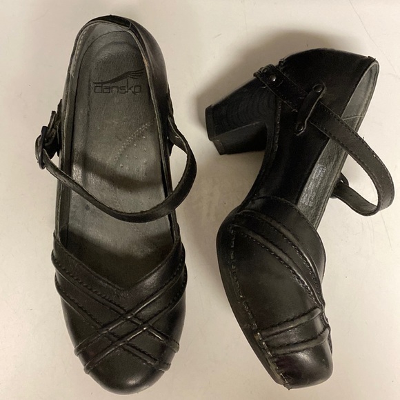 DANSKO Black Leather Slip On Clog Mary Jane Shoes Sz 8 - Picture 1 of 17